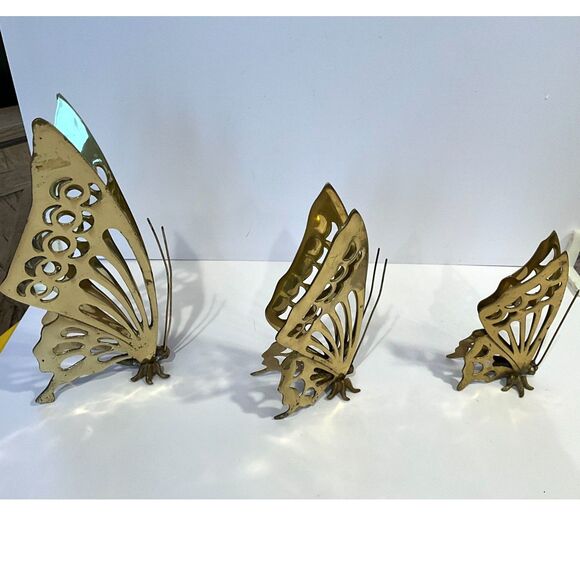 none Other - Set of 3 Mid Century Modern Brass Butterflies Must see